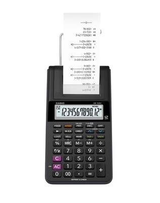 Casio HR-10RC 12-Digit Printing Calculator, Black