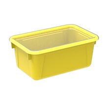 Storex 5.1H x 7.8W Plastic Small Cubby Bin with Lid, Yellow, 5/CT (62410U05C)