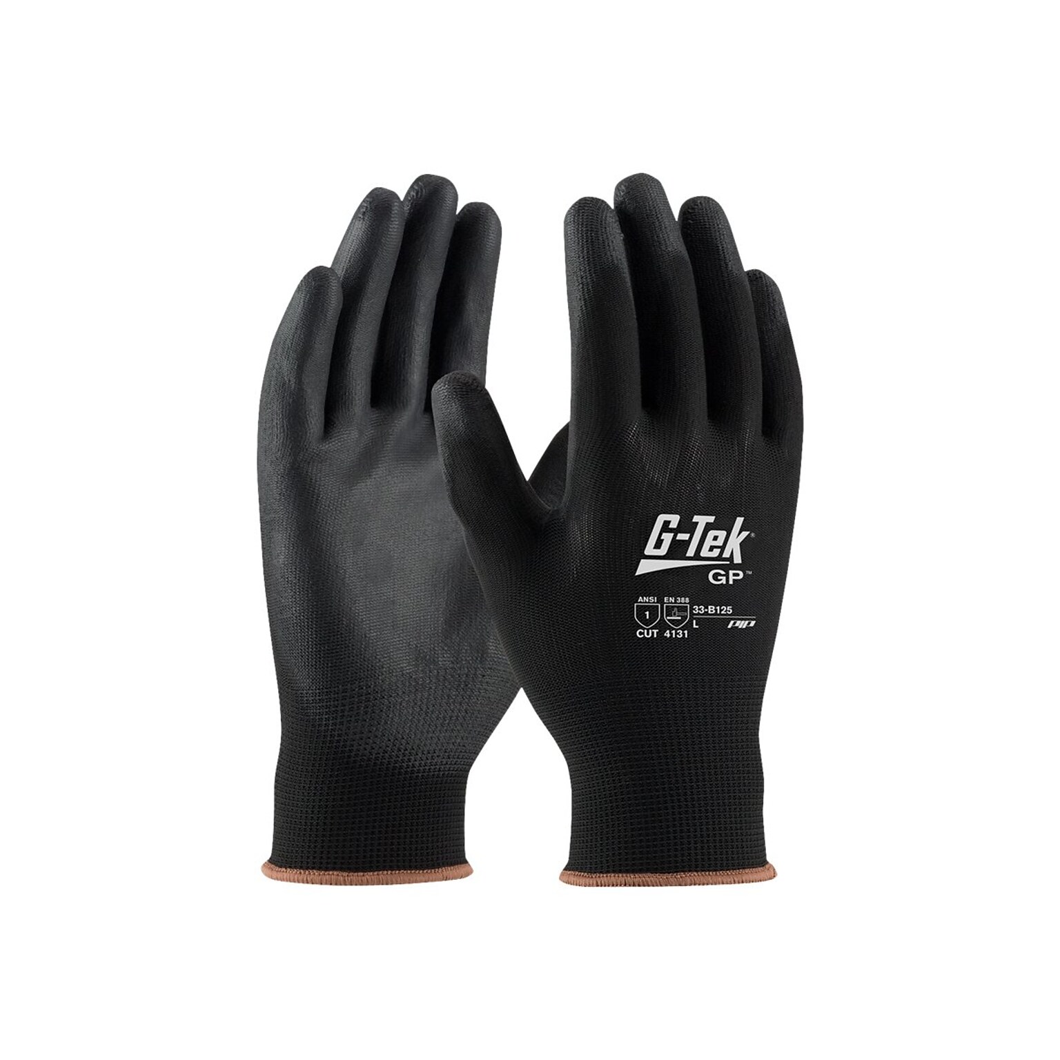 G-Tek 33-B125 Polyurethane Coated Nylon Gloves, XL, 13 Gauge, Black, 12 Pairs (33-B125/XL)