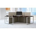 Bush Business Furniture Easy Office 44.88H x 119.09W 4 Person X-Shaped Cubicle Workstation, Mocha