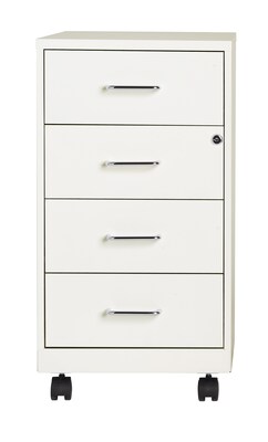 Space Solutions 4-Drawer Mobile Box Drawer Organizer for Office Supplies and Crafts, White, 18'' Deep (19537)