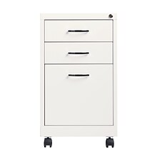 3-Drawer Metal File Cabinet on Wheels, White, 19 Deep (21028)