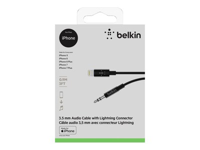 Belkin Lightning Audio Cable for iPhone/iPad/iPod Touch, Black (AV10172bt03-BLK)
