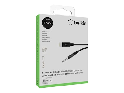 Belkin Lightning Audio Cable for iPhone/iPad/iPod Touch, Black (AV10172bt03-BLK)