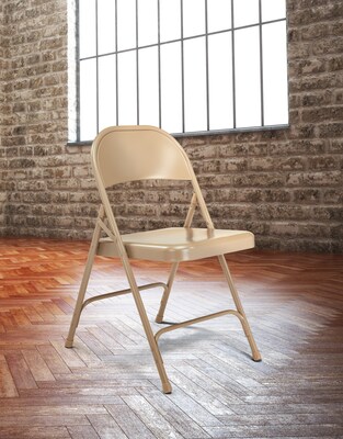 NPS #51 Standard All-Steel Folding Chairs, Beige/Beige - 4 Pack
