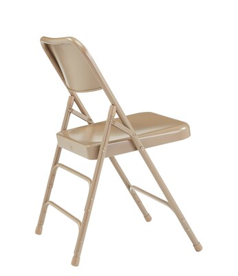 NPS #301 Premium All-Steel  Brace Double Hinge Folding Chairs, Beige/Beige - 4 Pack