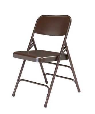 NPS #303 Premium All-Steel  Brace Double Hinge Folding Chairs, Brown/Brown - 4 Pack