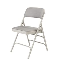 NPS #2302 Fabric Padded Triple Brace Double Hinge Premium Folding Chairs, Greystone/Grey - 4 Pack