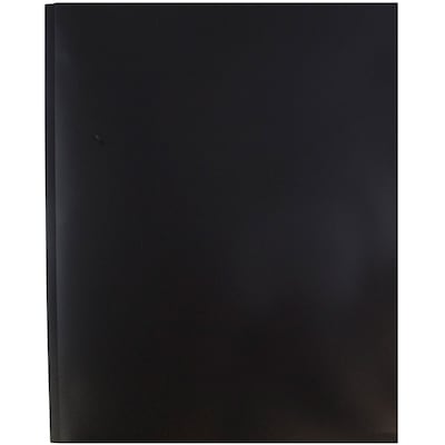 JAM Paper POP Two-Pocket Plastic Folders with Metal Prongs Fastener Clasps, Black, 6/Pack (382ECbld)