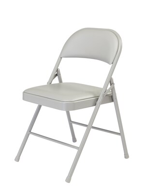 NPS Commercialine 950 Series Vinyl Upholstered Commercialine Folding Chairs, Gray/Gray, 4 Pack (952/4)