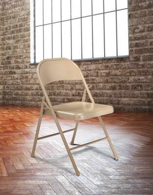NPS #901 All-Steel Commercialine Folding Chairs, Beige/Beige - 4 Pack