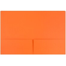 JAM Paper Premium Matte Colored Cardstock Two-Pocket Presentation Folders, Orange, 6/Pack (166628272