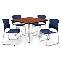 OFM™ 42 Square Multi-Purpose Cherry Table With 4 Chairs, Navy