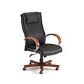 OFM Apex Series Leather High-Back Executive Office Chair, Black with Cherry (560-L-CHERRY)