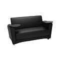 OFM InterPlay Series 62W Social Seating Sofa with Double Tungsten Tablets, Black (822-PU606-TNGST)