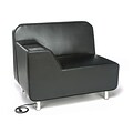 OFM Serenity Series Modular Right Arm Lounge Chair with Tungsten Table and Electrical Outlet, Black (5000RE-BLK-TG)