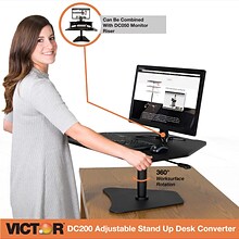 Victor Technology High Rise Adjustable Standing Desk Converter, 28 W, Laminate Wood (DC200)