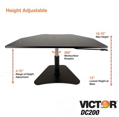 Victor Technology High Rise Adjustable Standing Desk Converter, 28" W, Laminate Wood (DC200)