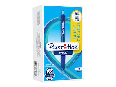 Paper Mate Profile Retractable Ballpoint Pen, Bold Point, Blue Ink, 36/Pack (2083008)