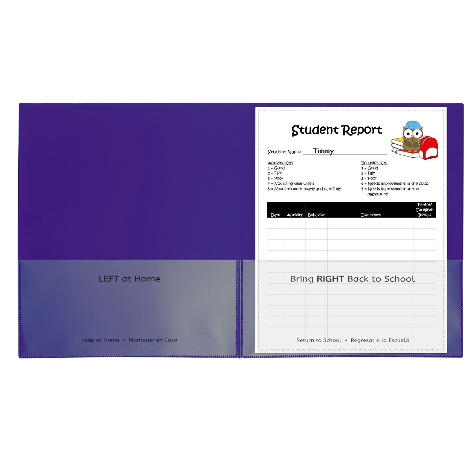 C-Line Classroom Connector School-to-Home Heavyweight File Folder, Letter Size, Purple, 25/Box (CLI32009)