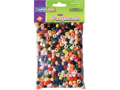 Creativity Street Pony Beads, Assorted Colors, 1000/Pack (3552)
