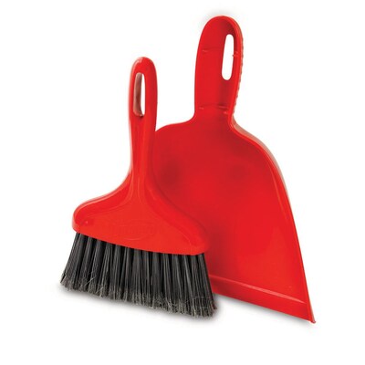 Libman Dust Pan with Whisk Broom, Polypropylene, 10 Pan, Red, Case of 6, (0906)