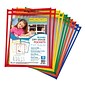 C-Line® Reusable Dry Erase Pockets, Assorted Primary Colors, 9" x 12", Pack of 10 (CLI40610)