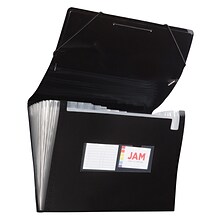 JAM Paper® 13 Pocket Plastic Expanding File, Accordion Folders, Legal Size, 10 x 15, Black, Sold Ind