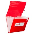 JAM Paper® 13 Pocket Plastic Expanding File, Accordion Folders, Letter Size, 9 x 13, Red, Sold Individually (2163589)