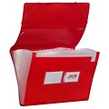 JAM Paper® 13 Pocket Plastic Expanding File, Accordion Folders, Legal Size, 10 x 15, Red, Sold Indiv