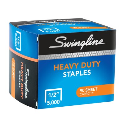 Swingline Heavy Duty 1/2" Length High Capacity Staples, Full Strip, 5000/Box (SWI79392)