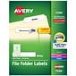 Avery Laser/Inkjet File Folder Labels, 2/3" x 3 7/16", White, 30/Sheet, 60 Sheets/Pack (75366)