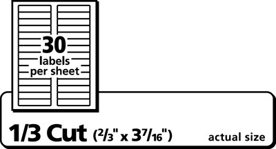 Avery Laser/Inkjet File Folder Labels, 2/3" x 3 7/16", White, 30/Sheet, 60 Sheets/Pack (75366)