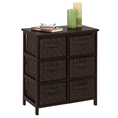 Honey Can Do Woven Strap 6 Drawer Chest with Wooden Frame, Espresso Black (TBL-03759)