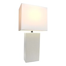 Elegant Designs Incandescent Leather Table Lamp, White (LT1025-WHT)
