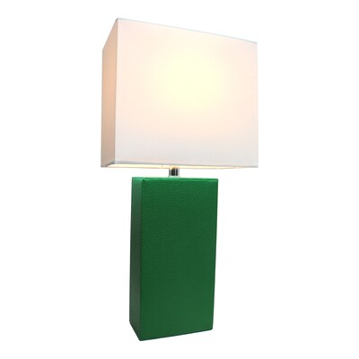 Elegant Designs Incandescent Leather Table Lamp, Green (LT1025-GRN)