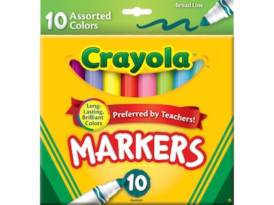 Crayola Markers, Broad Tip, Assorted, 10/Pack (58-7725)