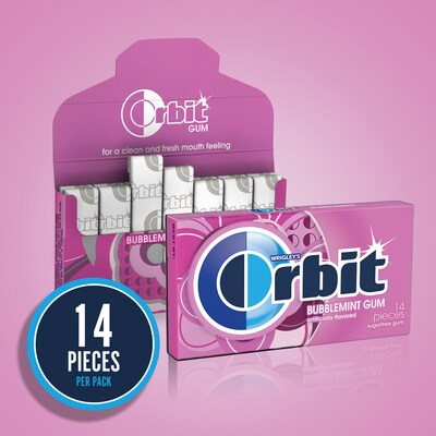 Orbit Sugar Free Gum, Bubblemint, 12/Box (WMW21489)
