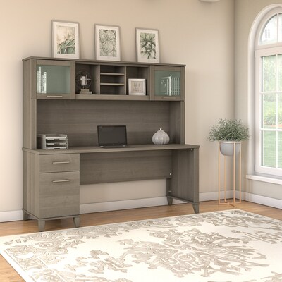 Bush Furniture Somerset 72"W Office Desk with Drawers and Hutch, Ash Gray (SET018AG)