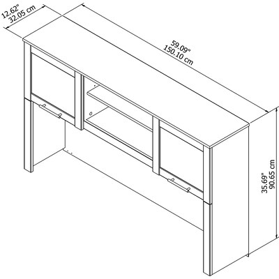 Bush Furniture Somerset 60"W Hutch for L Shaped Desk, Ash Gray (WC81631)