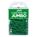 JAM Paper Jumbo Paper Clips, Green, 75/Pack (42186878)