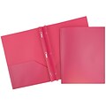 JAM Paper POP 2-Pocket Plastic Folders with Metal Prongs Fastener Clasps, Fuchsia Hot Pink, 6/Pack (