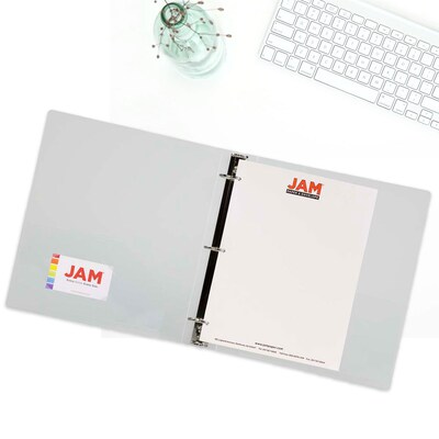 JAM Paper 1 1/2" 3-Ring Flexible Poly Binders, Clear Glass Twill (762T15CL)