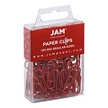 JAM Paper Small Paper Clips, Red, 100/Pack (2185200)