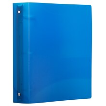 JAM Paper Heavy Duty 2 3-Ring Flexible Poly Binders, Blue Glass Twill (820T2BU)