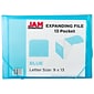 JAM Paper Plastic Accordion File Folder, 13 Pocket, Letter Size, Blue Grid (21621716)