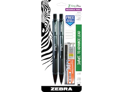 Zebra Z-Grip Plus Mechanical Pencil, 0.7mm, #2 Hard Lead, 2/Pack (55412)