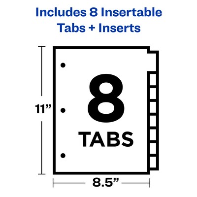 Avery Big Tab Insertable Paper Dividers, 8 Tabs, Buff with Multicolor Tabs (11111)