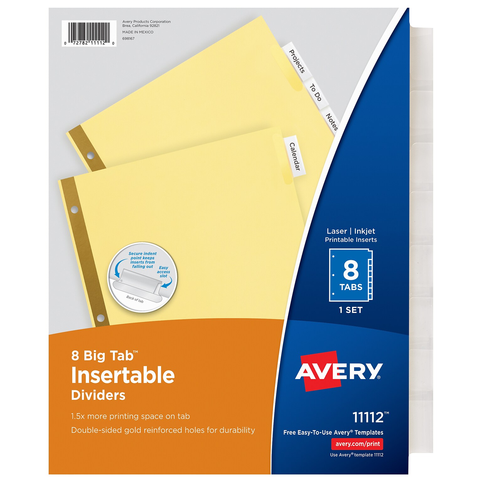 Avery Big Tab Insertable Paper Dividers, Clear 8 Tab, Buff  (11112)