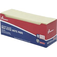 AbilityOne Skilcraft Recycled Notes, 1 1/2 x 2, Yellow, 100 Sheet/Pad, 12 Pads/Pack (7530011167866